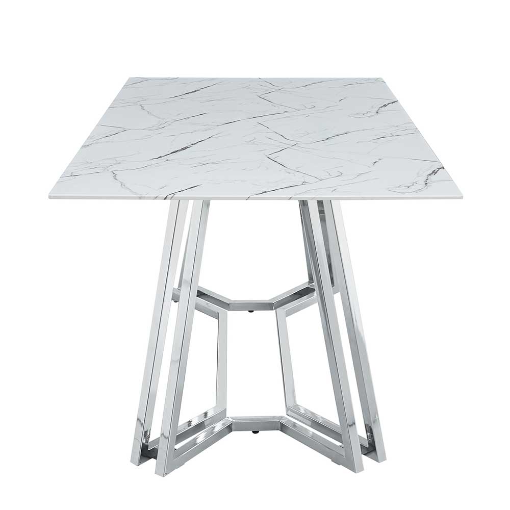 Esszimmer Glastisch in Marmoroptik - Concrete