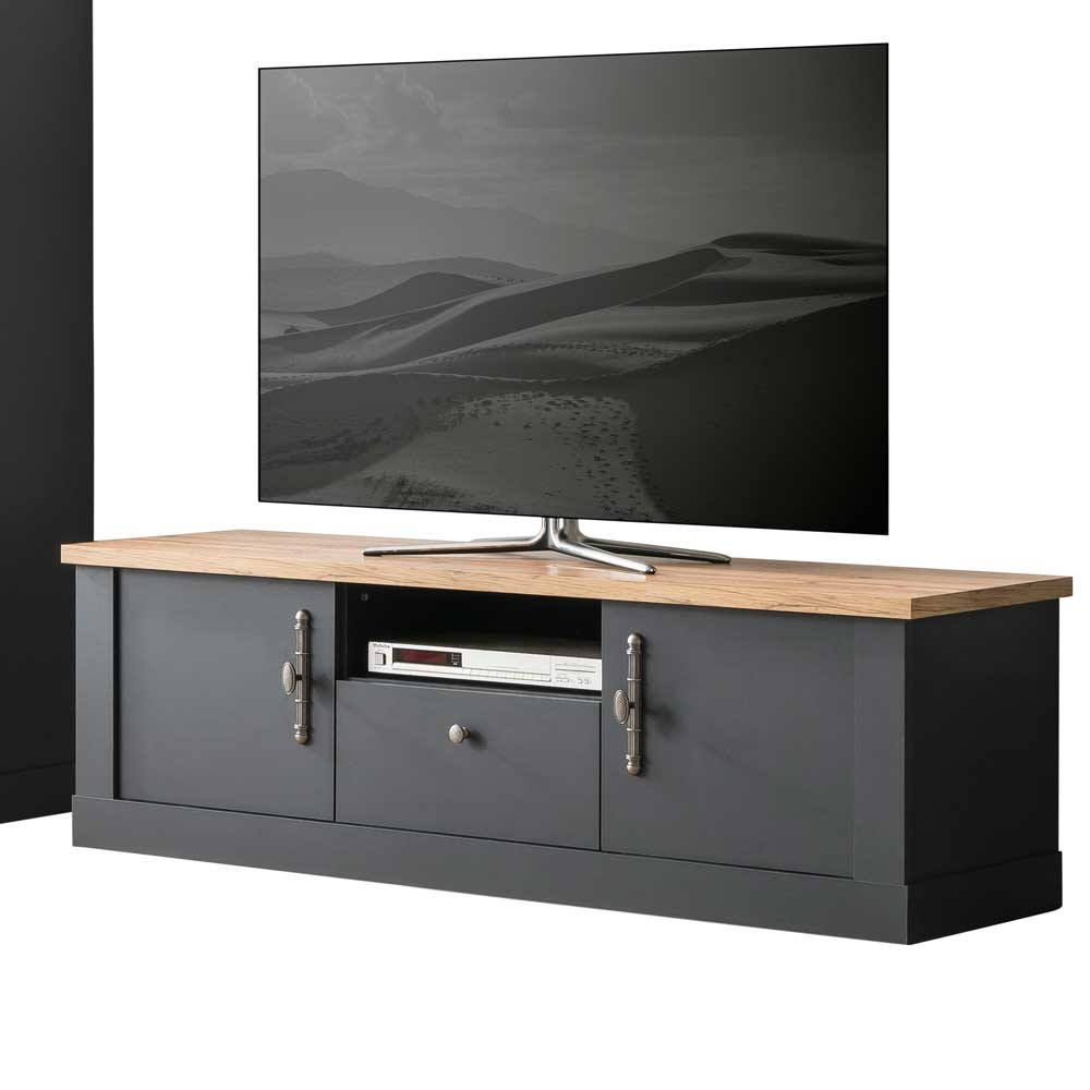 TV Anbauwand in Anthrazit & Wildeiche - Lionel (vierteilig)