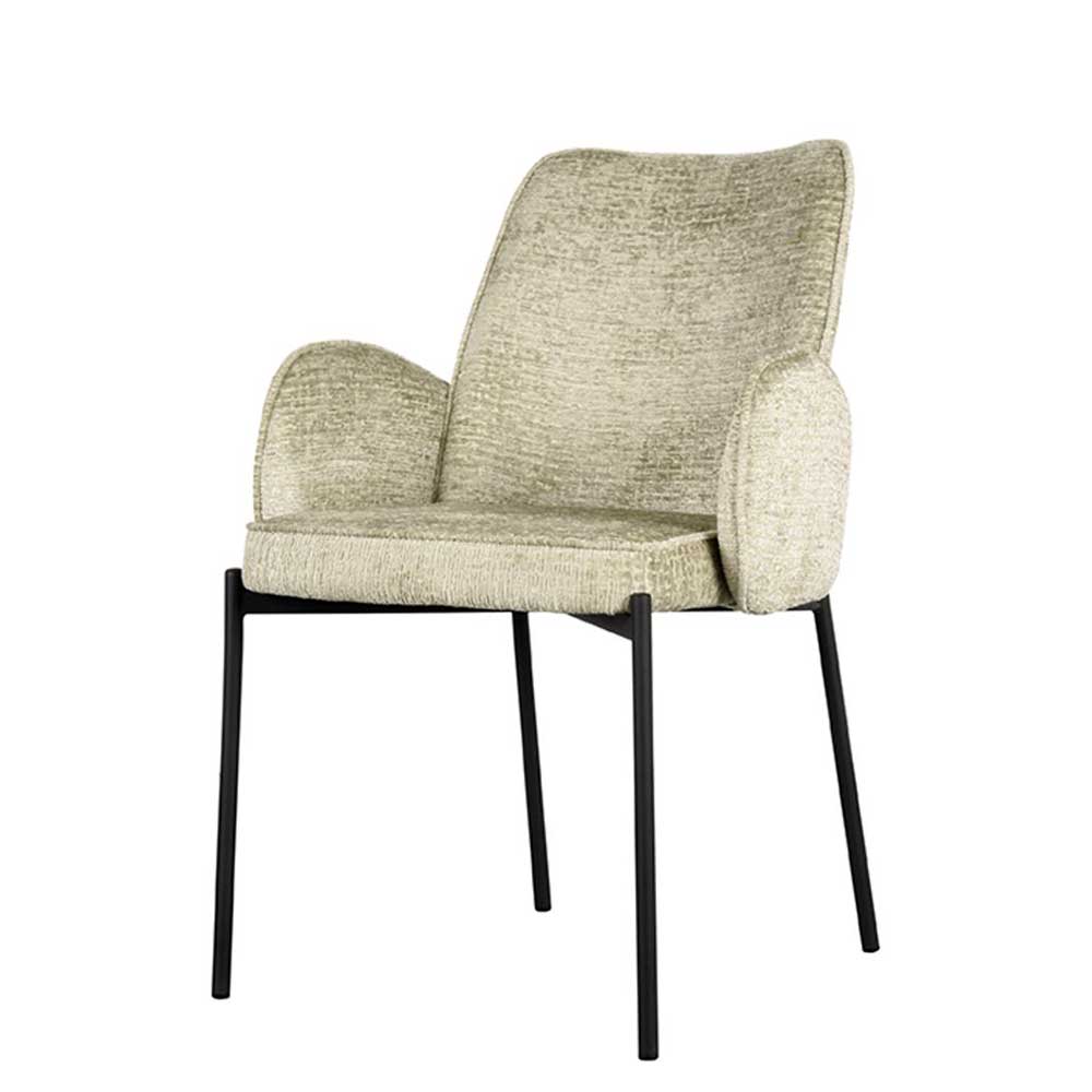 Struktursamt Polsterstuhl in Beige - Celona (2er Set)