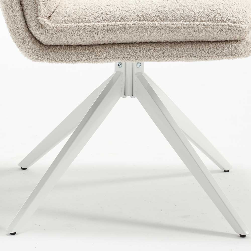 Boucle Polsterstuhl in Creme - Dalunzio (2er Set)