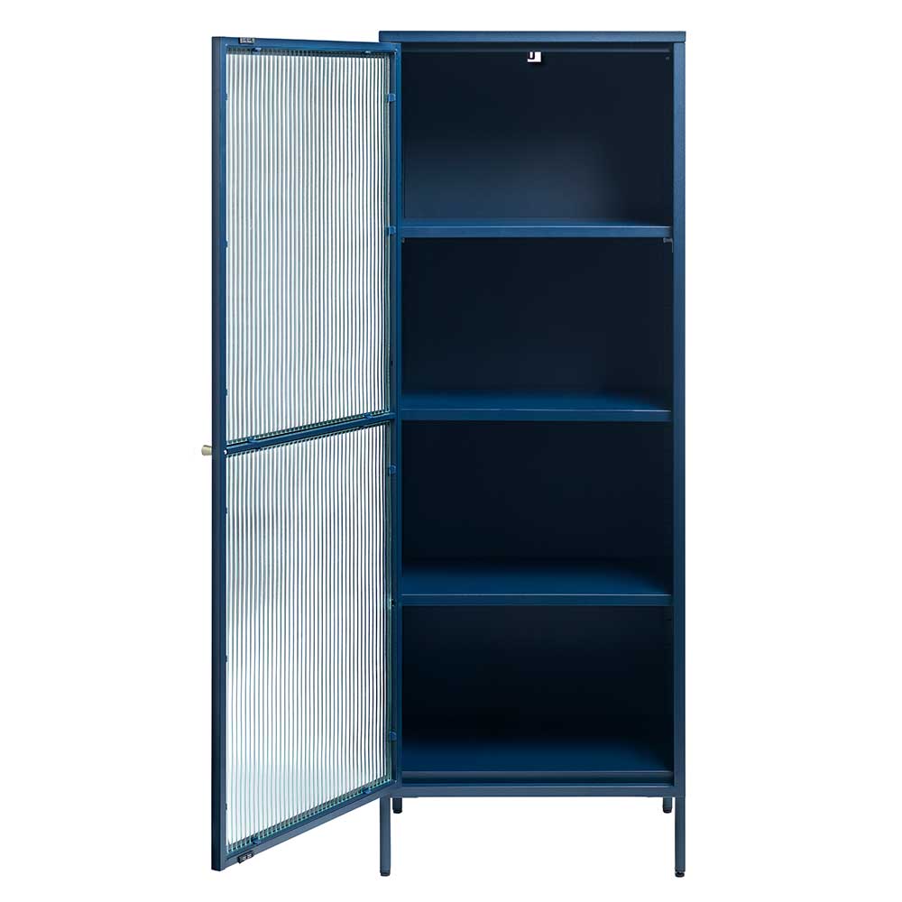 58x160x40 cm Metall Vitrine in Blau - Liseola