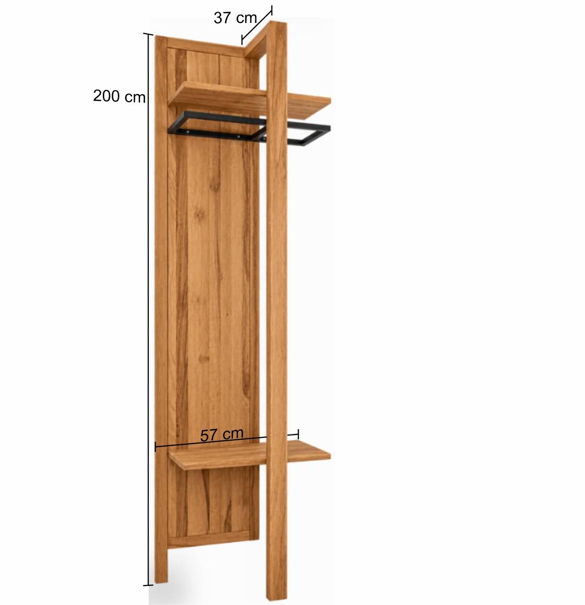 57x200x37 Garderobe aus Kernbuche & Eisen in modernem Design