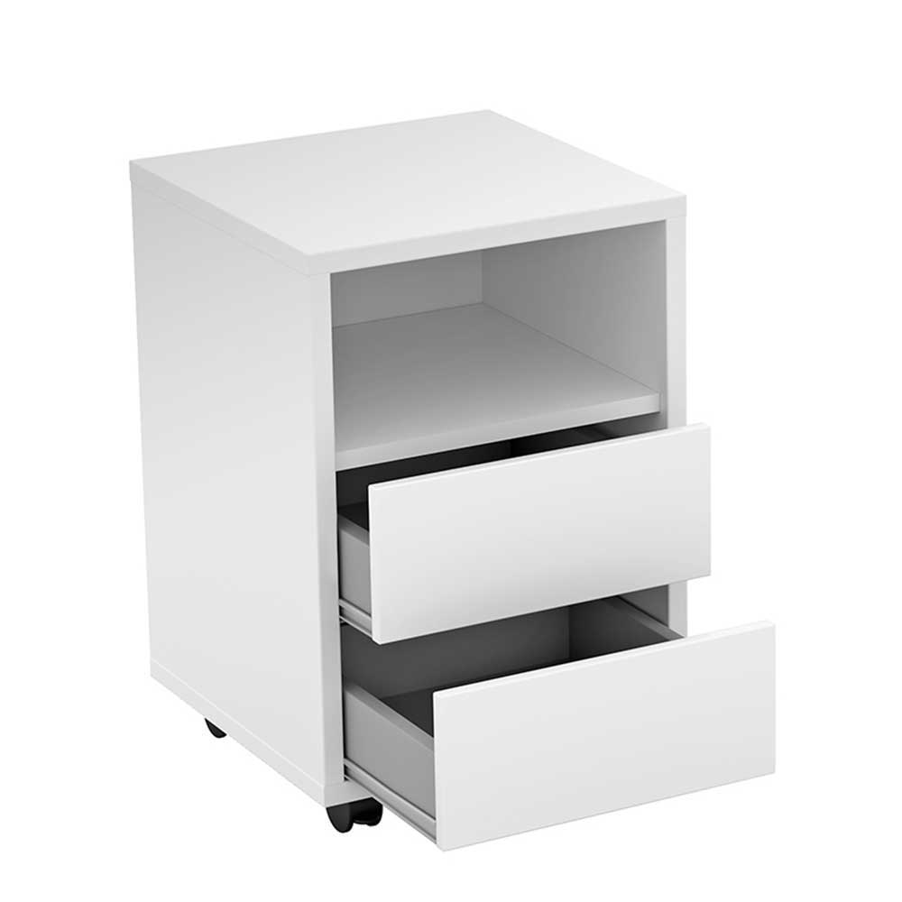 Weißer Rollcontainer mit Fach & zwei Schubladen - Solari
