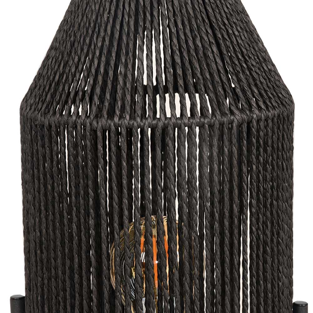 Schwarze Tischleuchte mit Jute-Schirm - Pandau