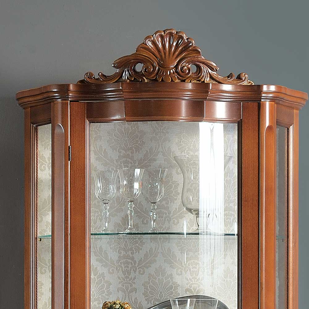 Barock Vitrinenschrank obere Hälfte mit kunstvollem Muschel-Dekor und Glasvitrine für Geschirr – Dentro