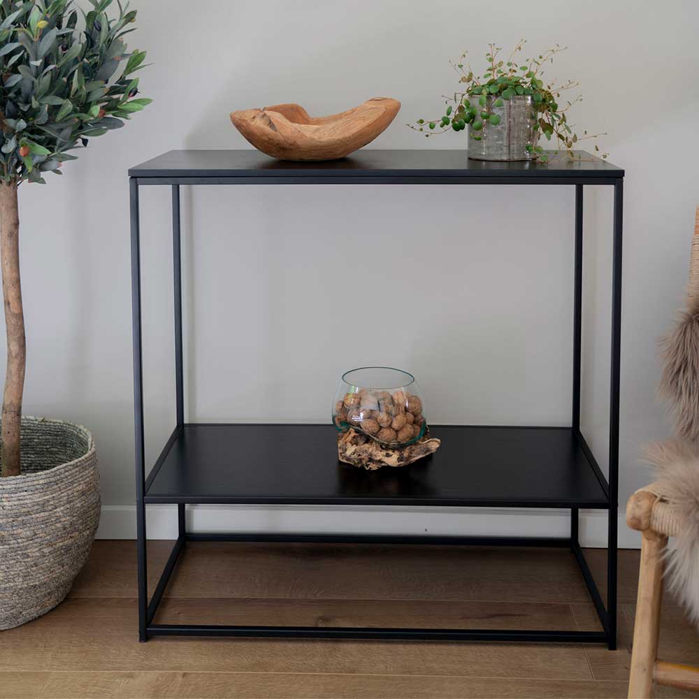 80x80x36 Konsoltisch aus Stahl in Schwarz - Esbessa