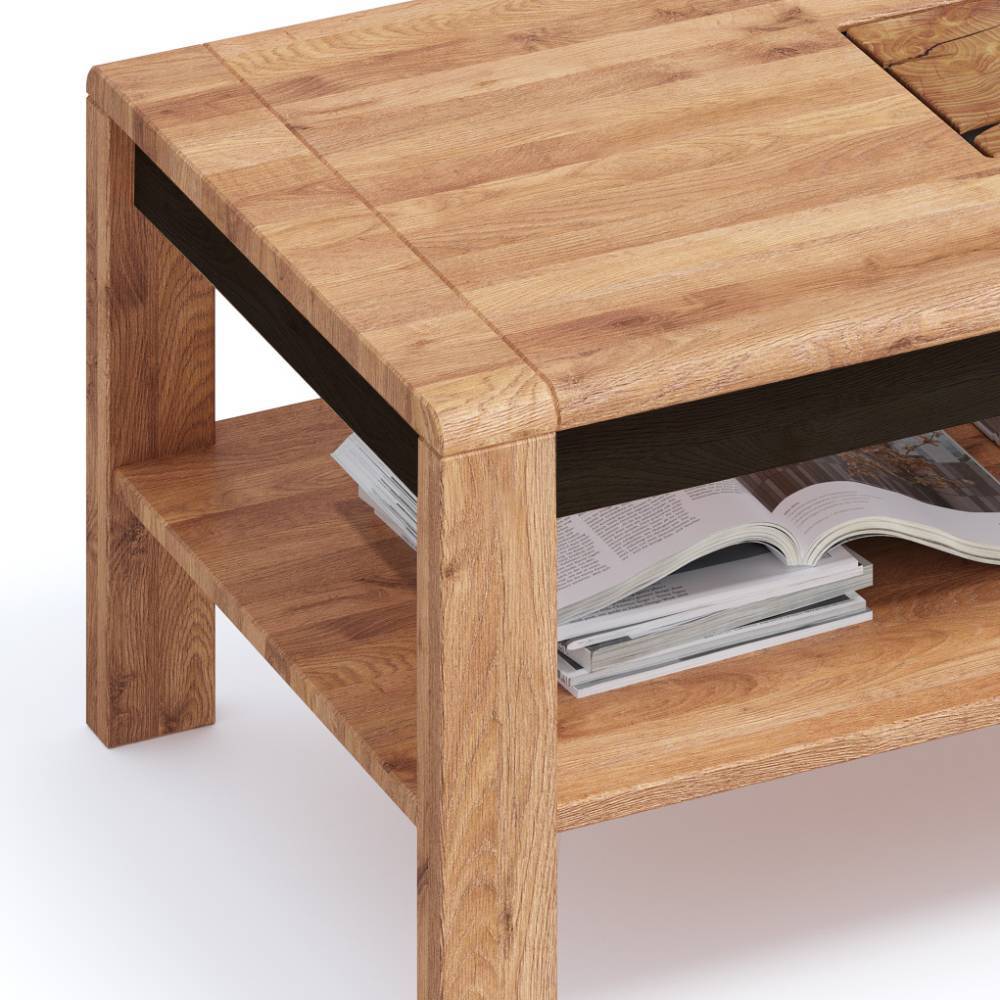 Wildeiche Couchtisch mit Hirnholz Applikation - Shipper