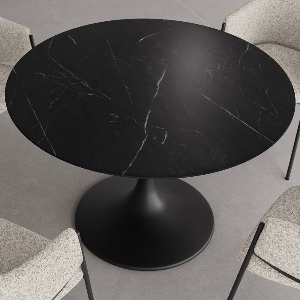 Esszimmertisch aus Keramik in Marmoroptik Schwarz - Lavillos
