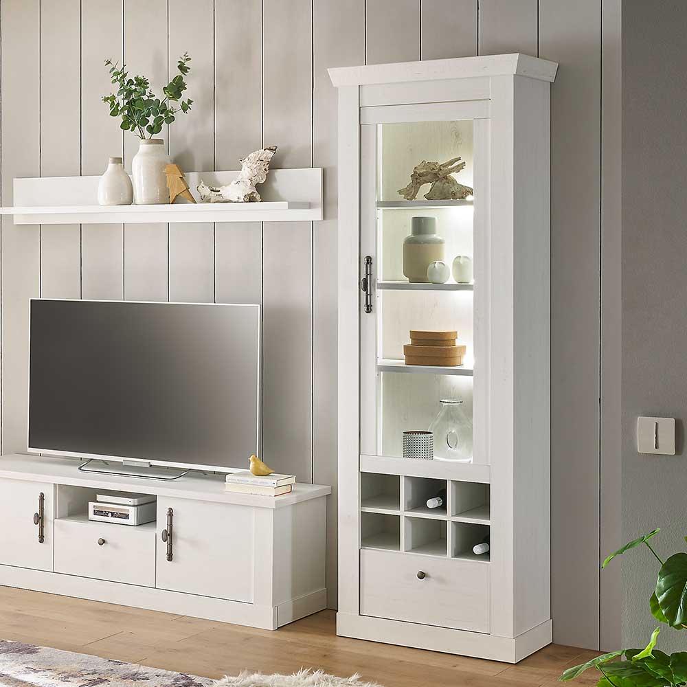 Vitrinenschrank in Holzoptik Pinie weiß - Liancos
