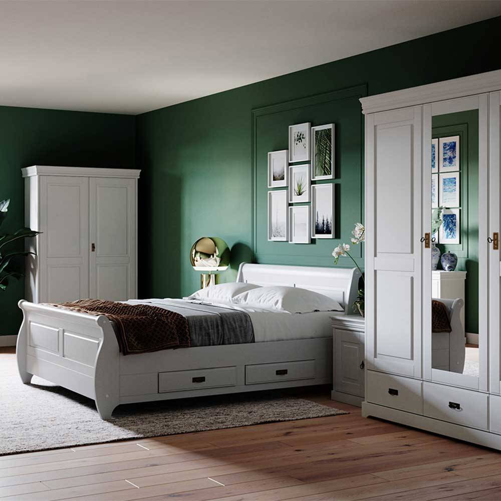 Weißes Landhausbett mit Schubladen - Presto