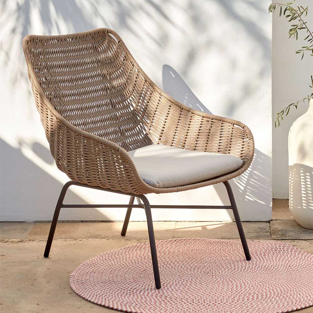 Loungestuhl aus Kordelgeflecht in Beige - Abecra (2er Set)