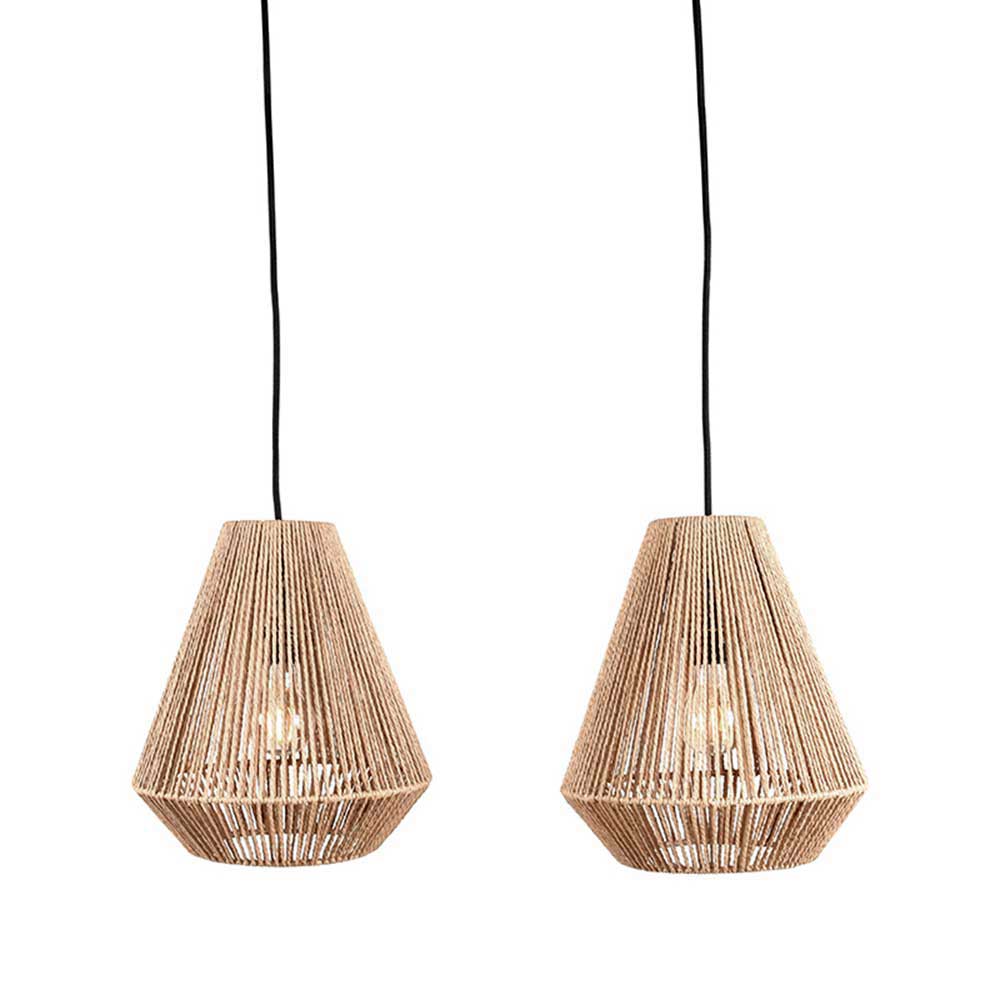 2-flammige Pendelleuchte aus Jute Natur - Navugada