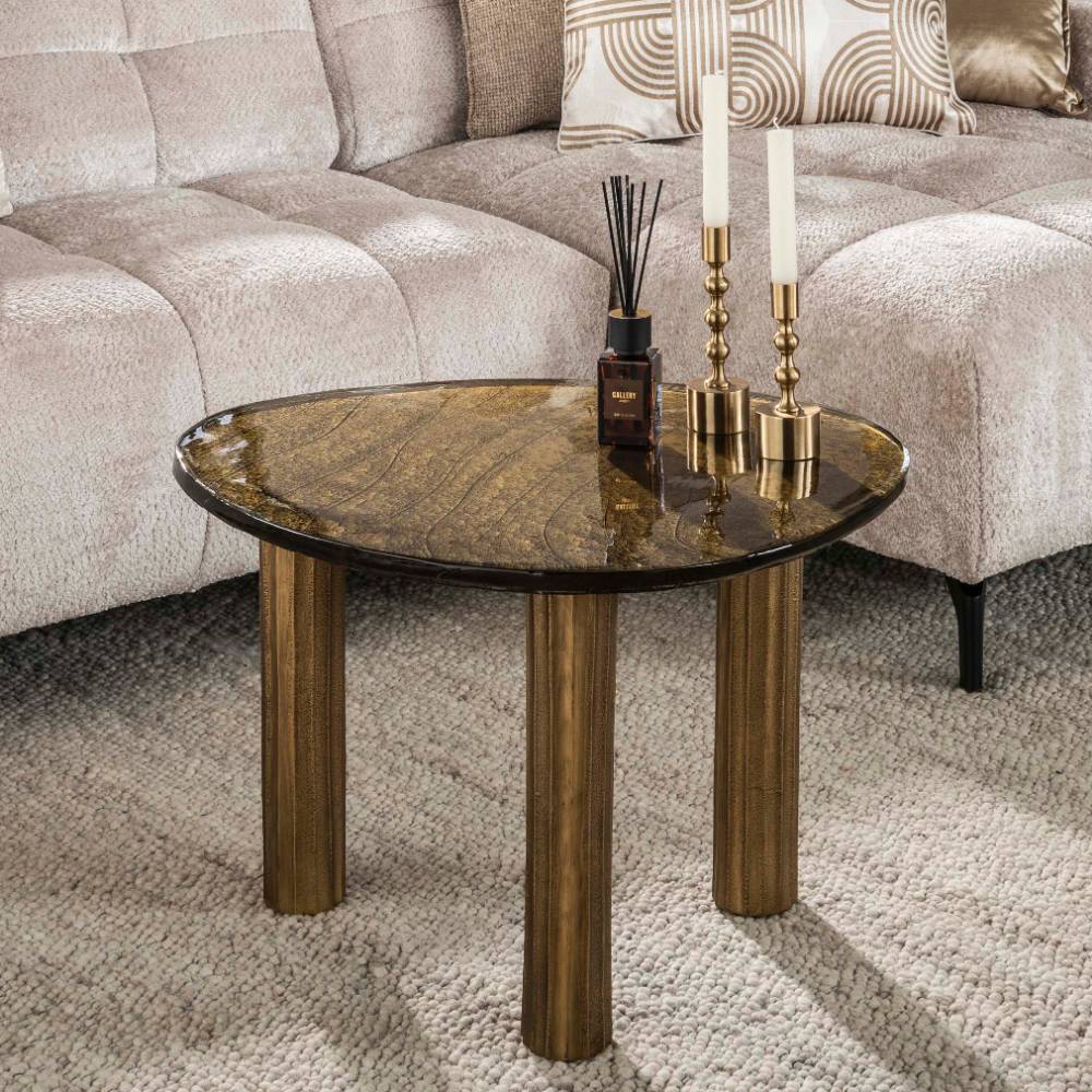 Gussglas-Couchtisch in Altgoldfarben - Mysore