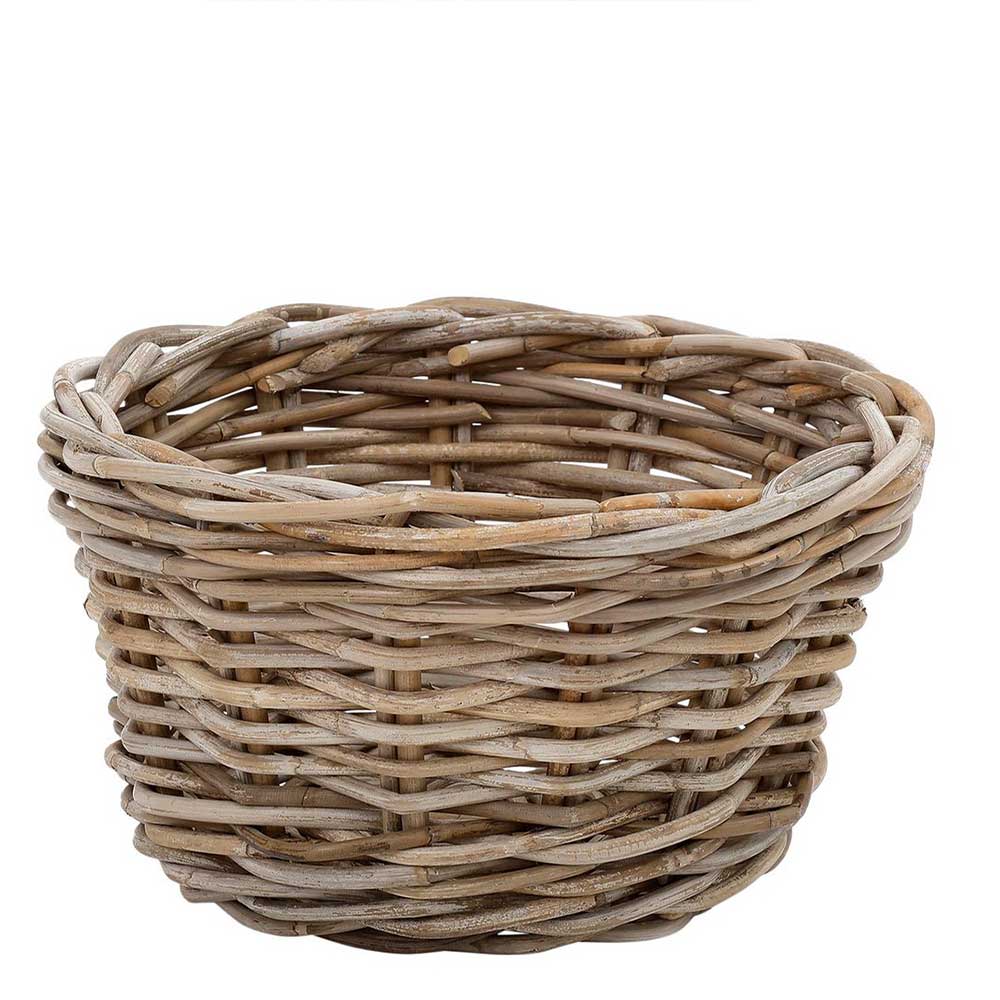 Handgeflochtener Rattan Korb in Graubraun ideal für Bad oder Flur – Vodenas