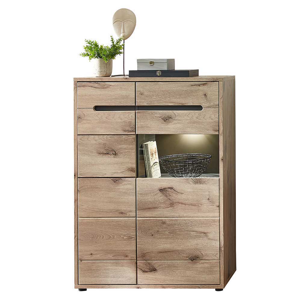 Wohnzimmer Anbauwand Holz Look - Zelio (dreiteilig)