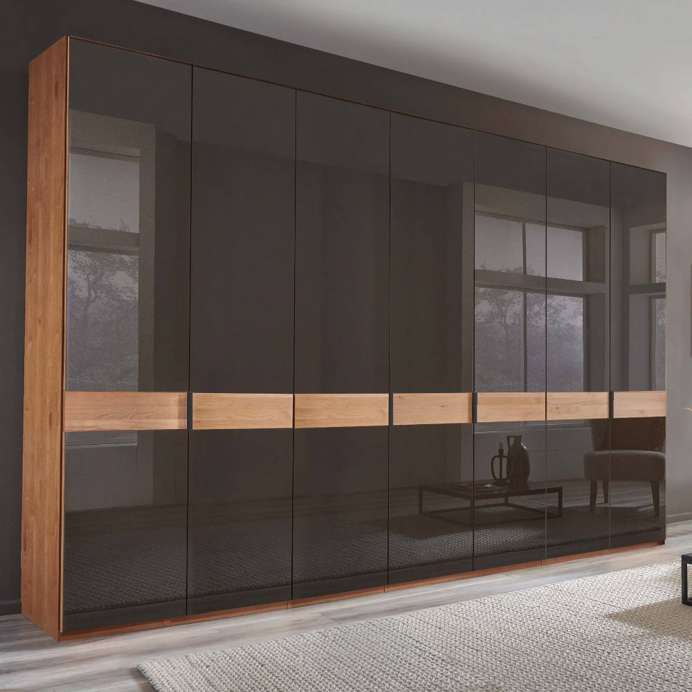 7-türiger Schlafzimmerschrank mit Glas Front - Hung