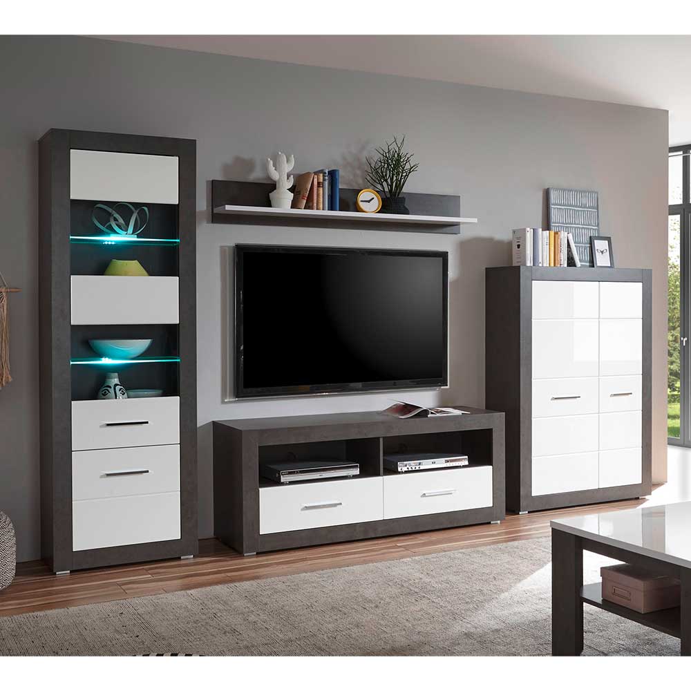 Moderne TV Anbauwand zweifarbig - Istensa (vierteilig)
