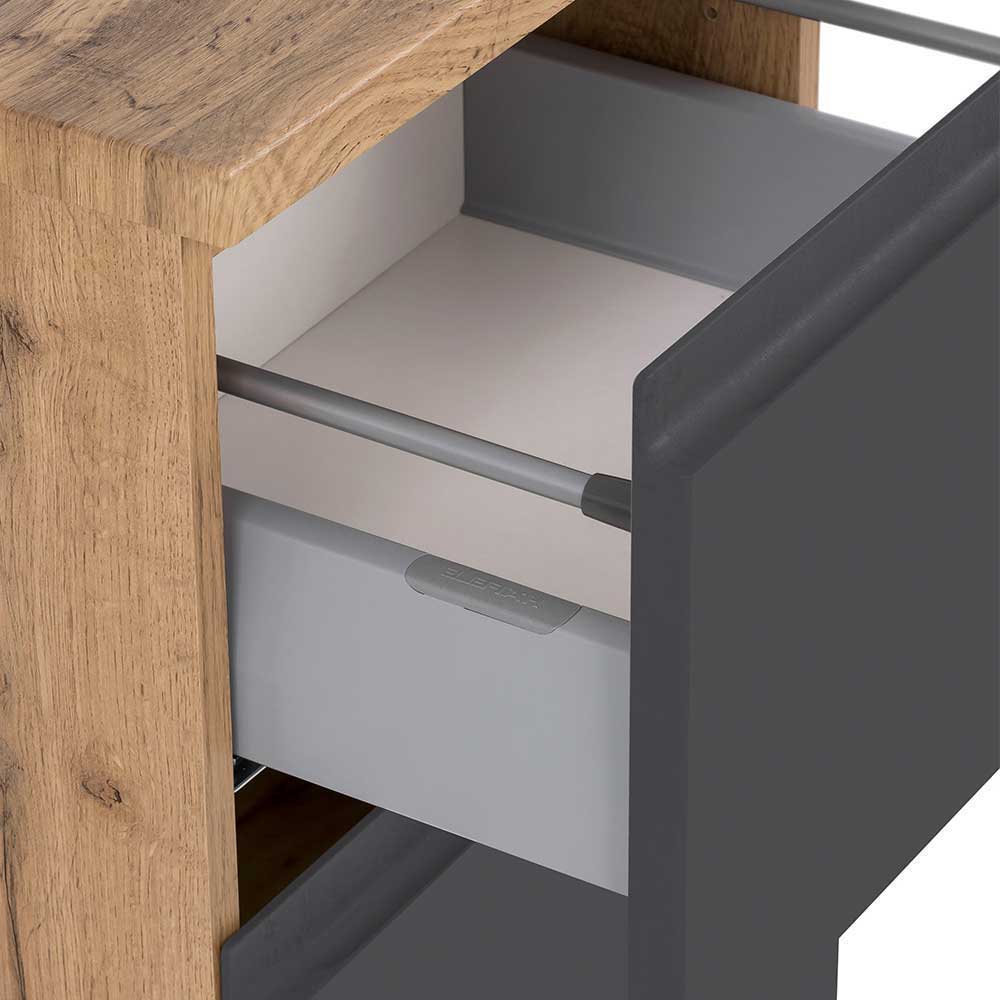 Badschrank Set in Wildeiche & Grau - Jambi (dreiteilig)