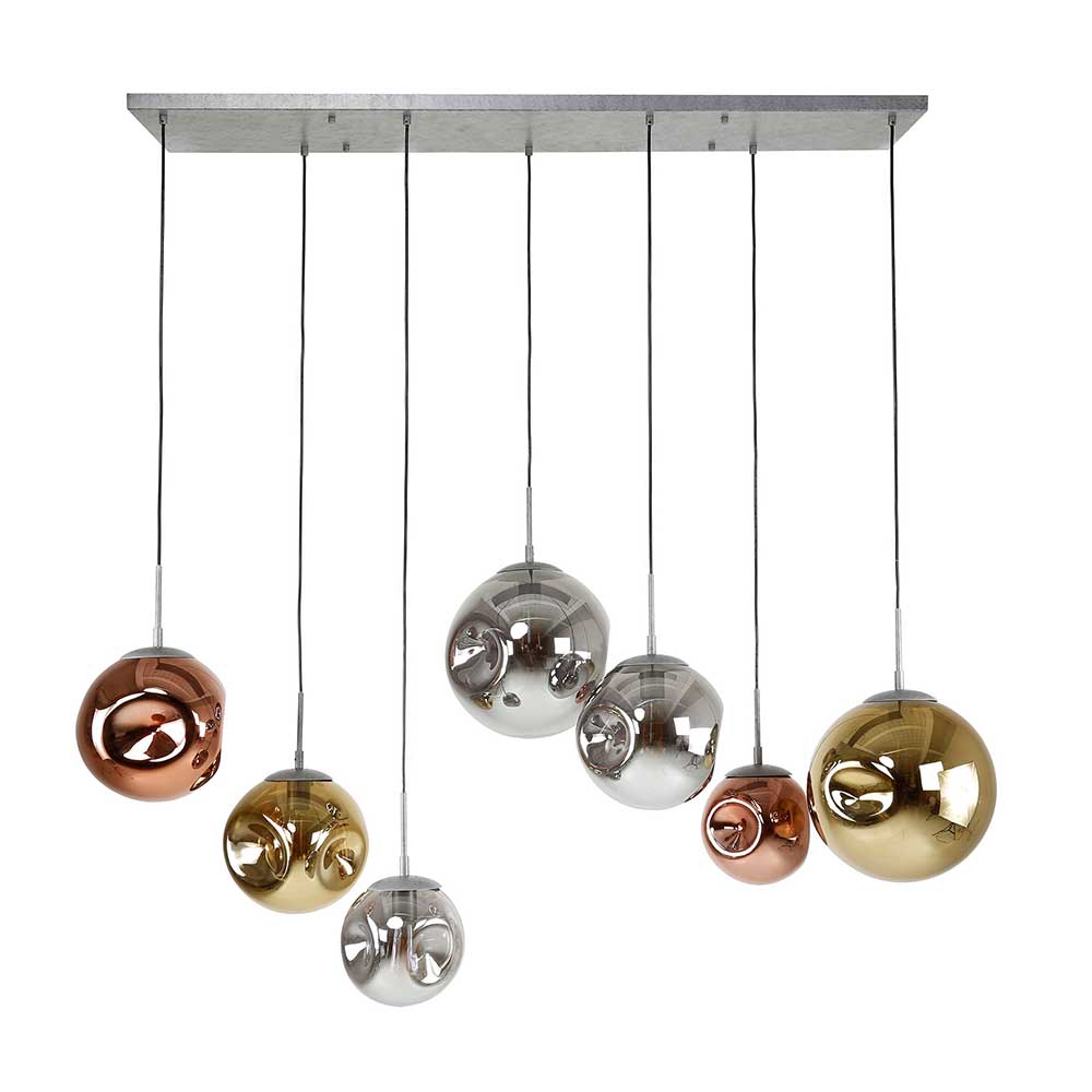 Glas Hängeleuchte in Gold & Altsilber & Kupfer - Donabella