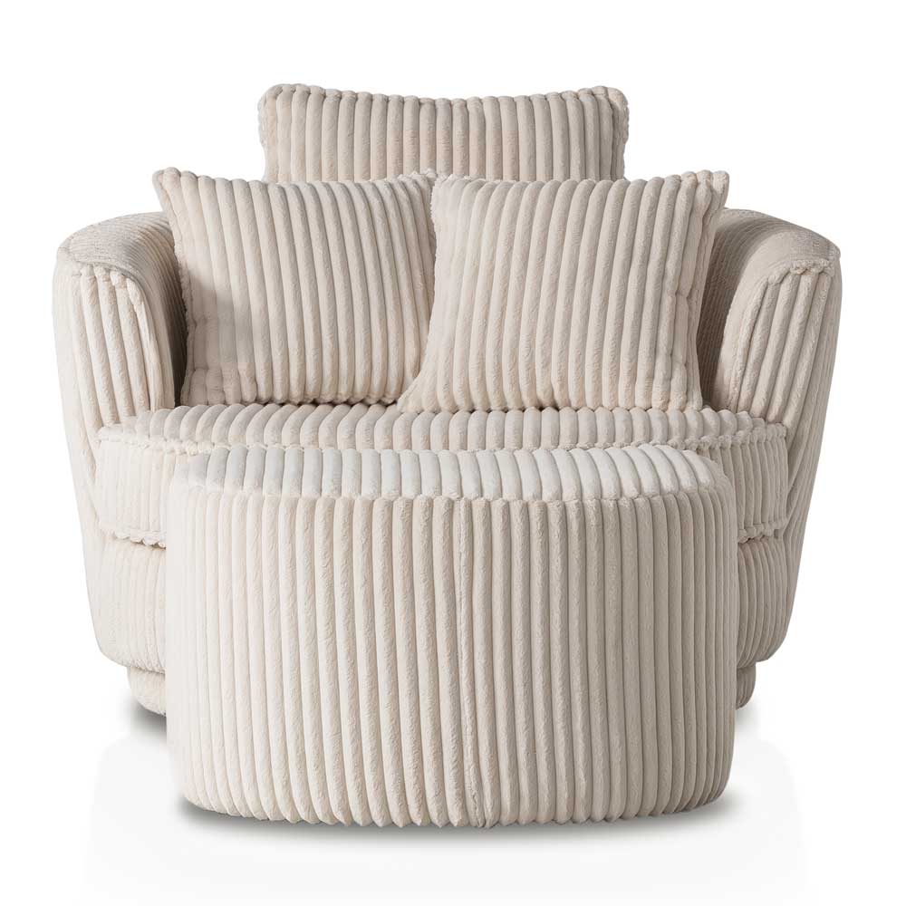 Drehsessel & Hocker Set aus Cord - Token (zweiteilig)