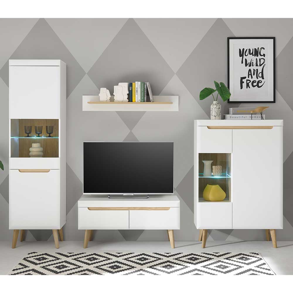 Wohnzimmer Schrankset im Skandi Design - Ginko (vierteilig)