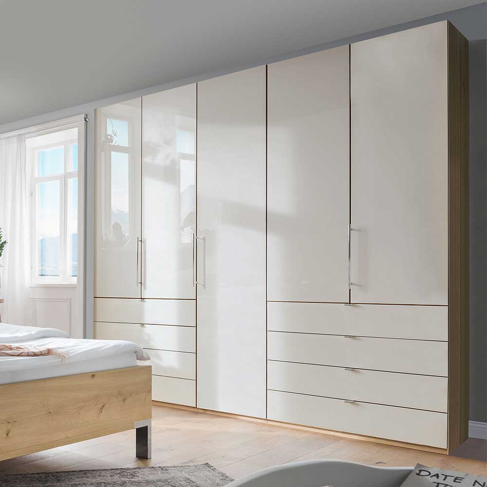 Großer Kombi-Schlafzimmerschrank in Beige - Lesegano