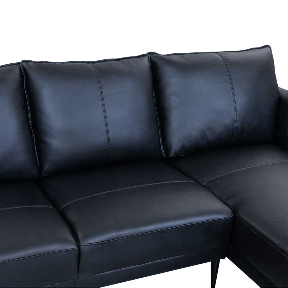Leder Ecksofa in Schwarz - Lagon