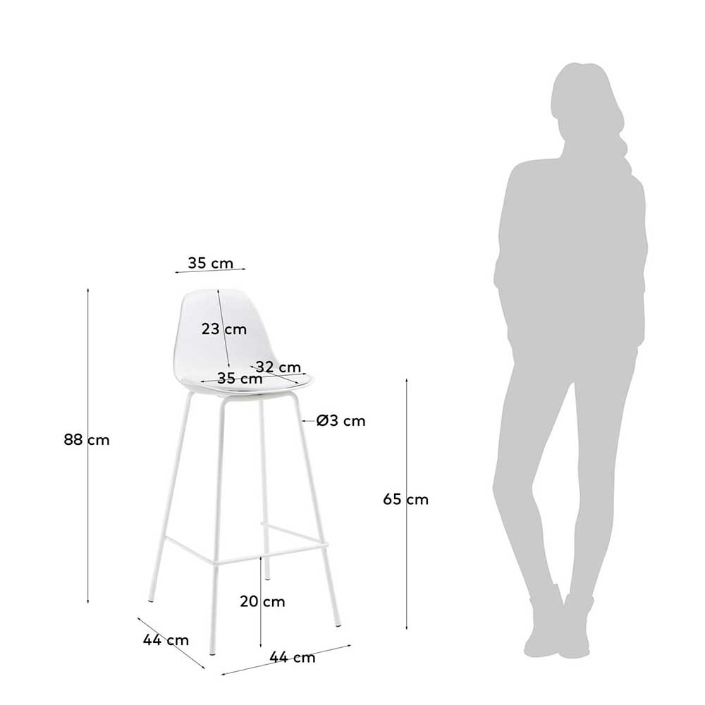 Weiße Barstühle aus PP & Kunstleder - Simona (2er Set)