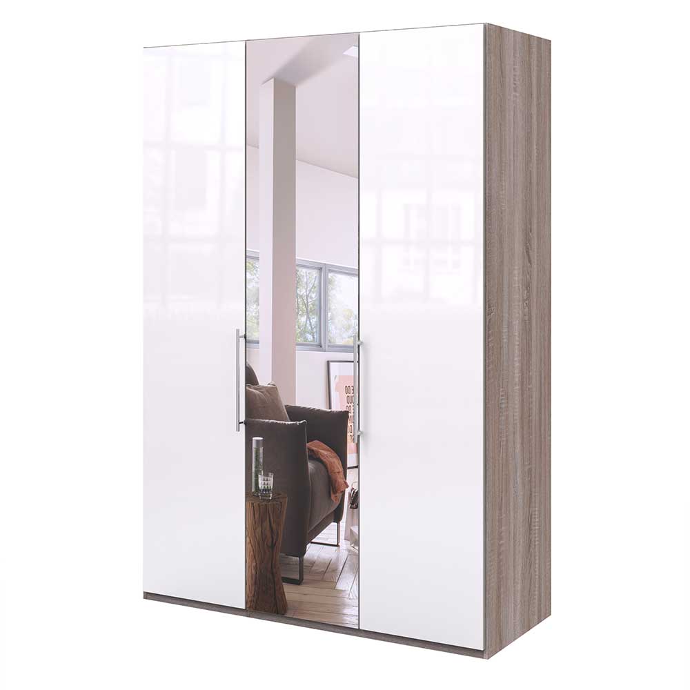 Jugendzimmer Kleiderschrank mit Spiegel & Glas Weiß - Empresian