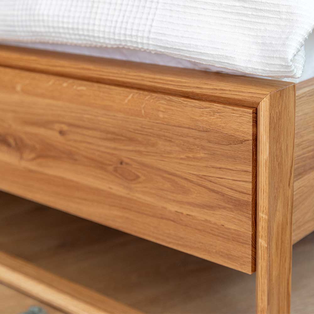Eichenholz Doppelbett mit Bügelgestell - Traka