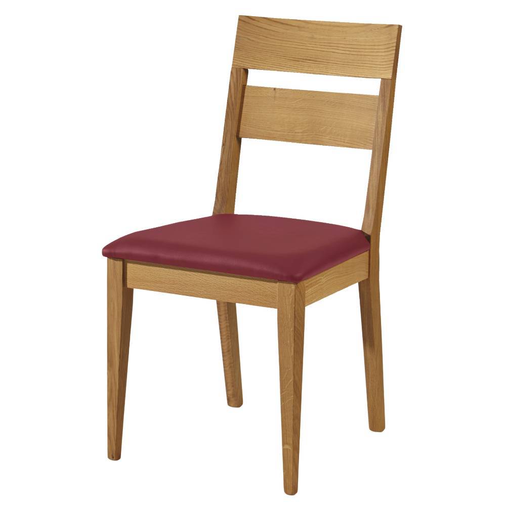Klassischer Esszimmerstuhl aus Holz mit bordeauxfarbenem Kunstledersitz als 2er Set – Likes
