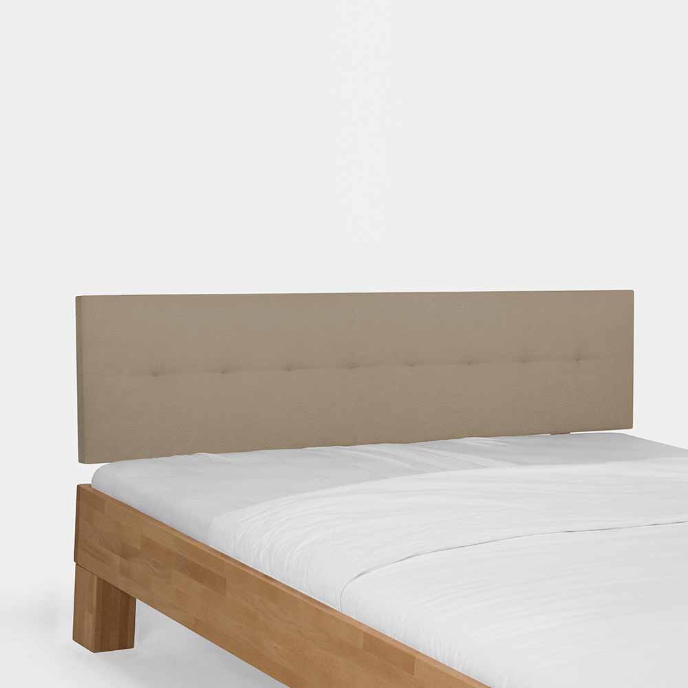 Holz Bett mit Polsterkopfteil Zalto in Buche natur und Beige