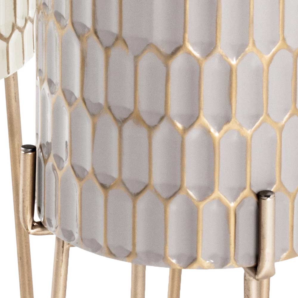 Blumentopf Trio in Weiß Taupe Petrol - Kaena (dreiteilig)
