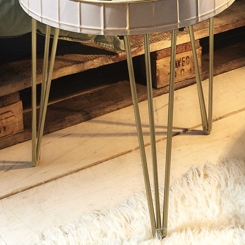 51cm runder Beistelltisch mit Spiegelglas - Safira