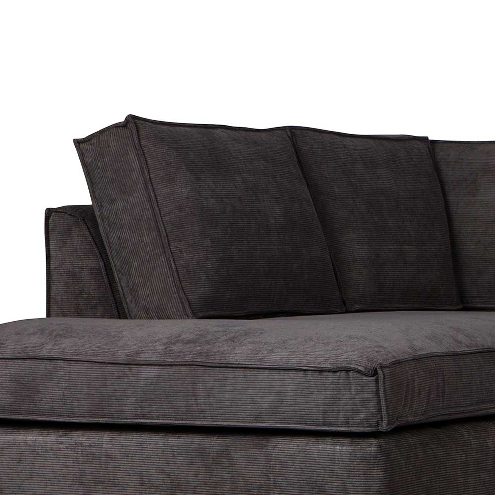 283x92x197 Eckcouch in Grau Cord Stoff - Olciano