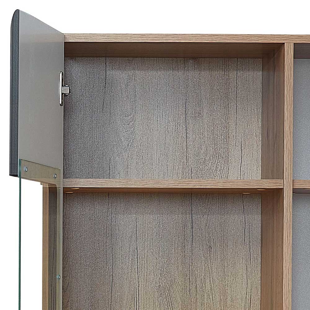 Wohnwand Möbel in Schwarz & Wildeiche - Kandu (fünfteilig)