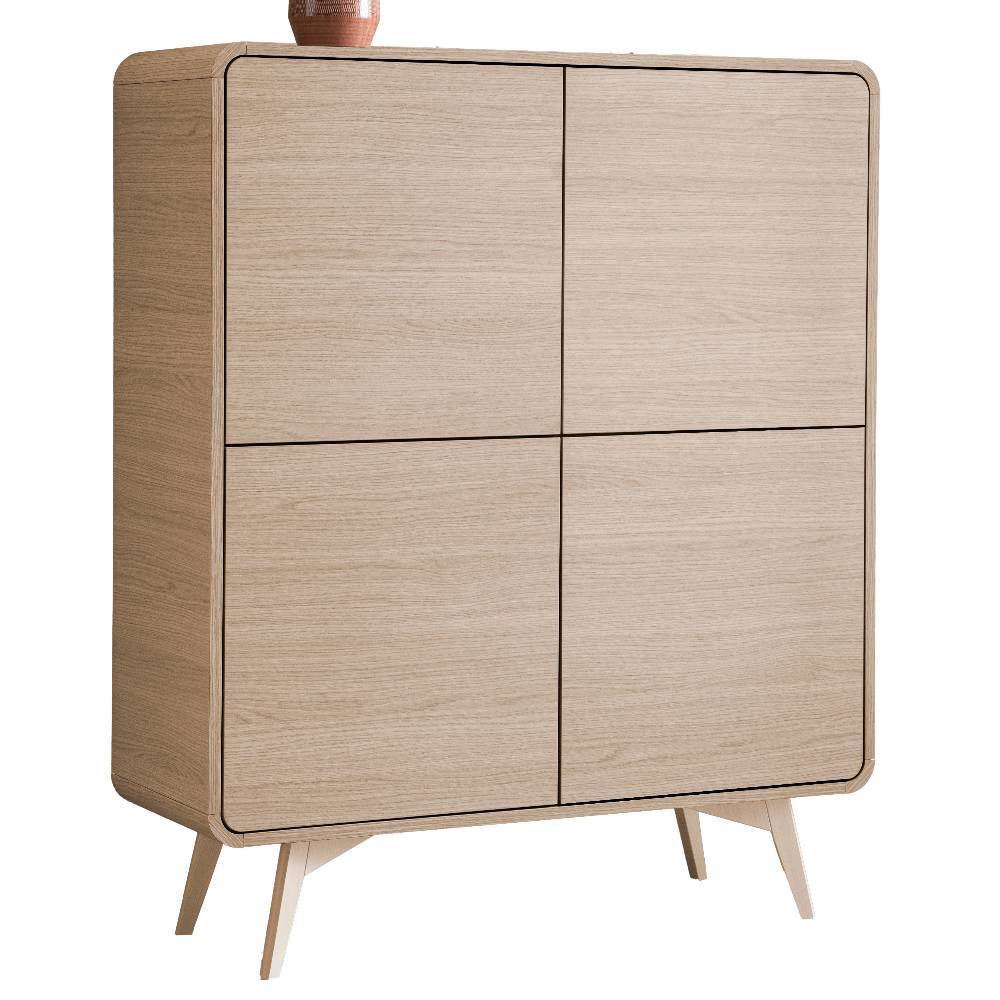 Modernes 4-türiges Sideboard in heller Eiche Holzoptik für Wohnzimmer – Embrus