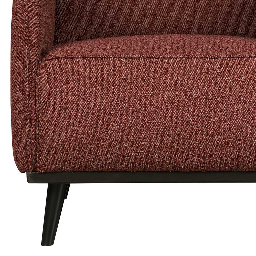Kastanienfarbener Boucle Polstersessel mit Federkern - Asmatio
