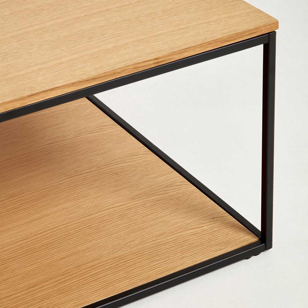 Quadrat Couchtisch in Eiche Natur & Schwarz - Bosso