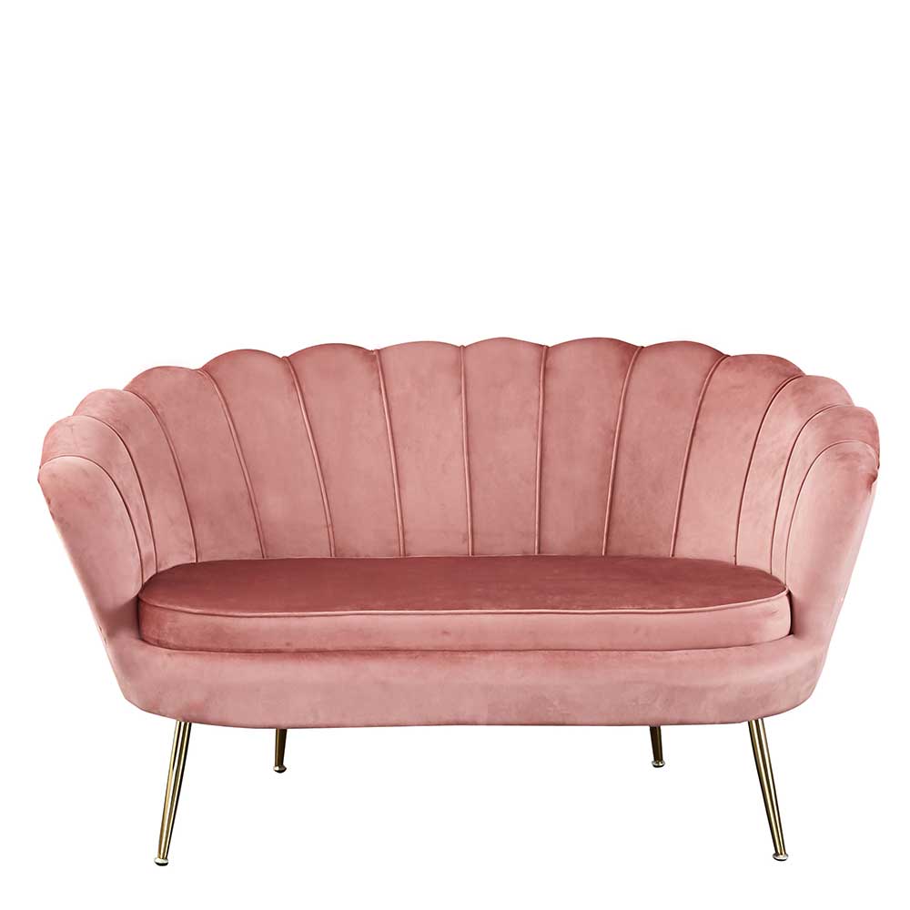 Retro Muschelsofa in Rosa & Gold - Cariba