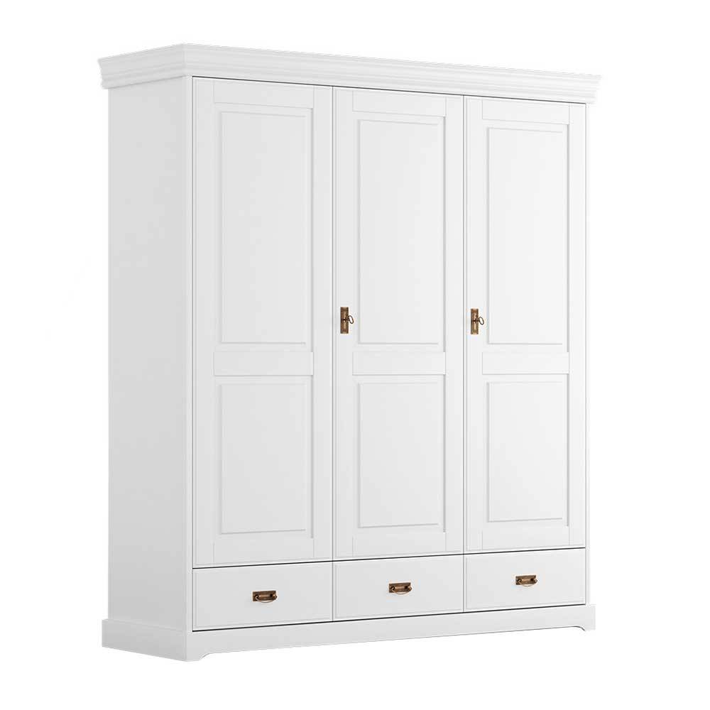 3-türiger Holz-Schlafzimmerschrank in Weiß - Presto
