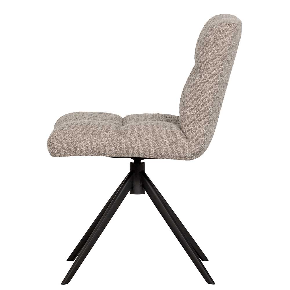 Drehbarer Polsterstuhl aus Boucle Stoff in Beige - Magan