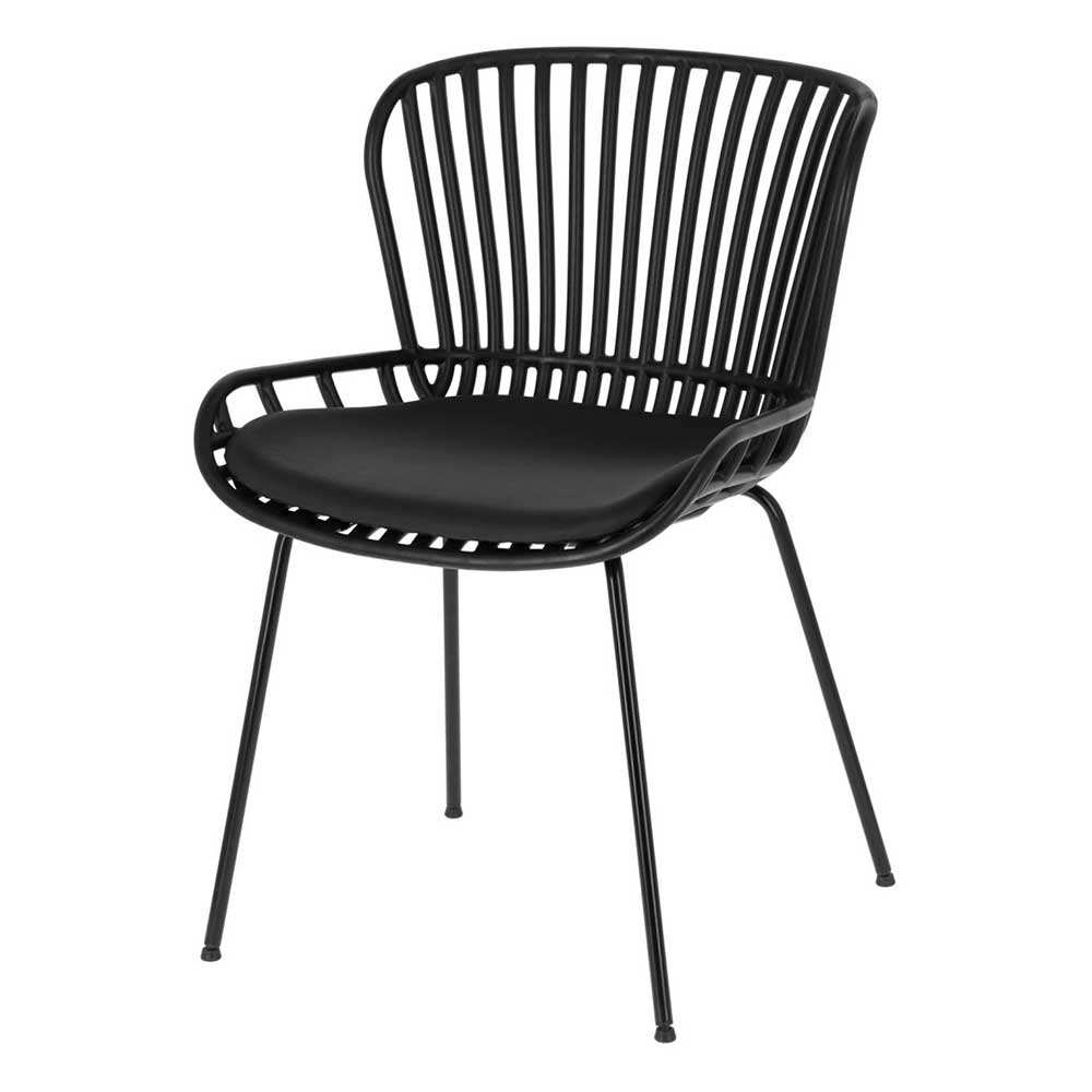 Schwarze Esszimmerstühle mit Polster - Pavias (4er Set)