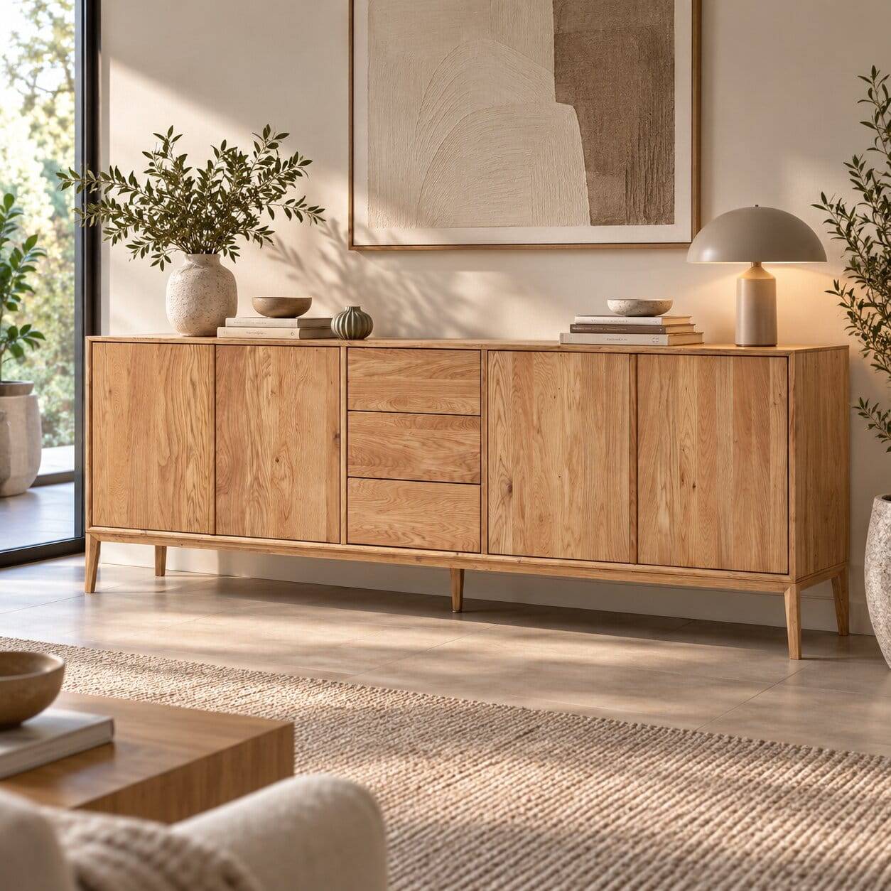 Eichenholz Sideboard 222 cm breit - Lamia