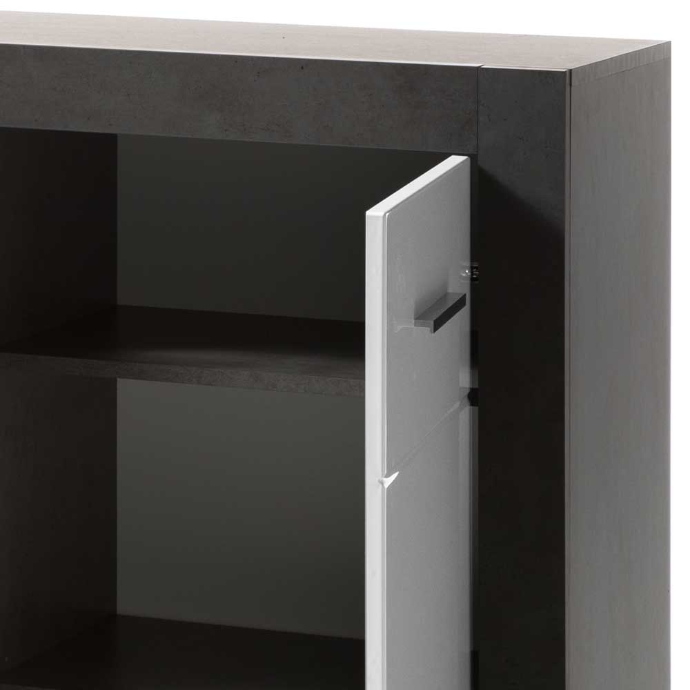 97cm hohes Hochglanz Sideboard in Weiß - Istensa