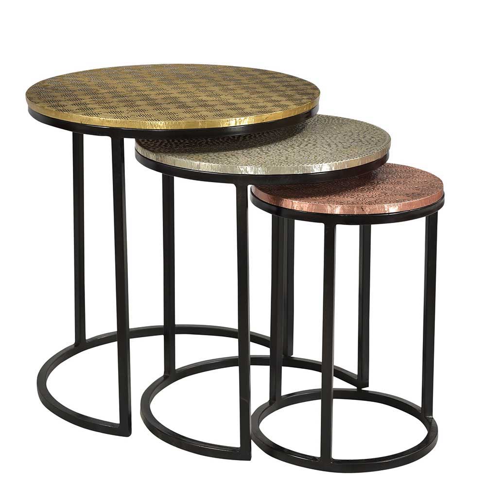 Rundes Beistelltisch Set Metall - Aspari (dreiteilig)
