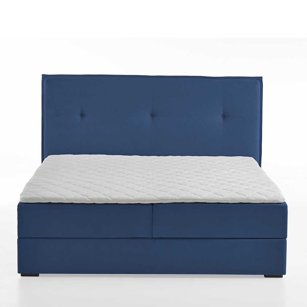 Boxbett Stauraumbett in Blau Webstoff - Vinkoja