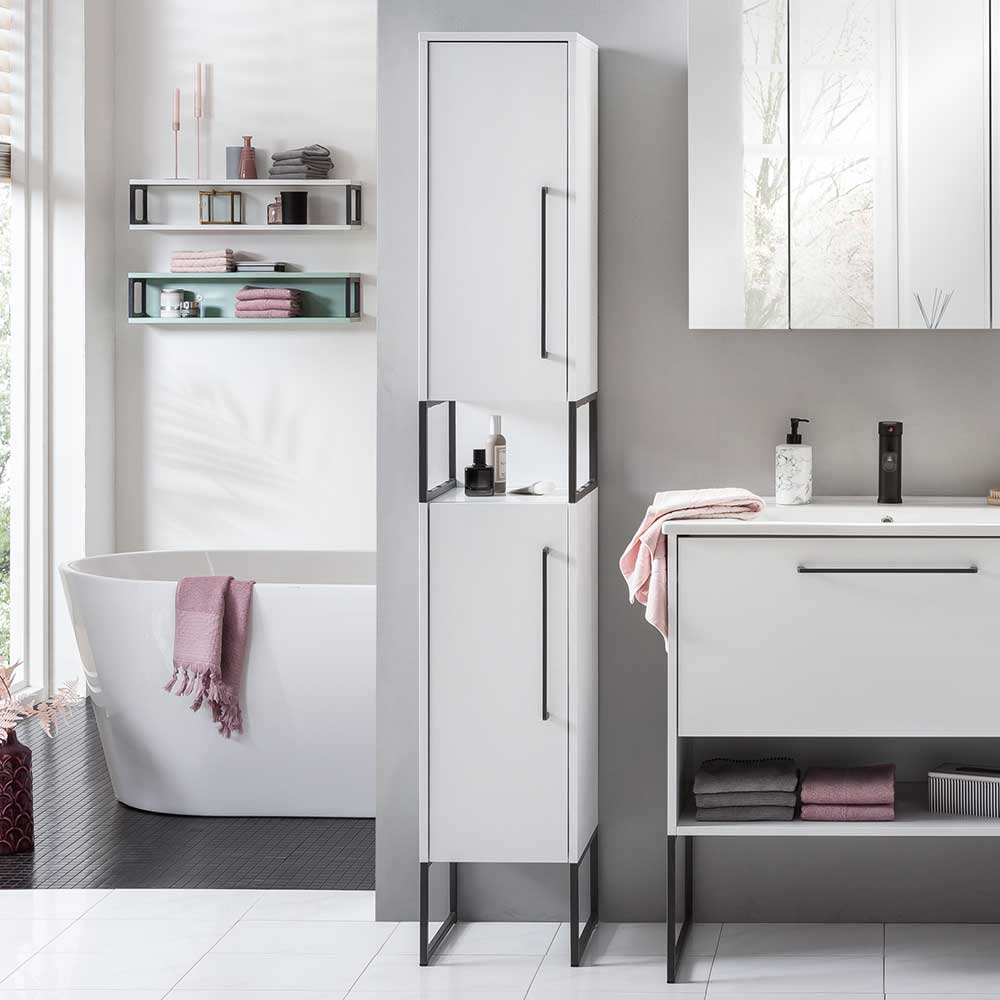 Moderner Badhochschrank in Weiß & Anthrazit - Ismilav