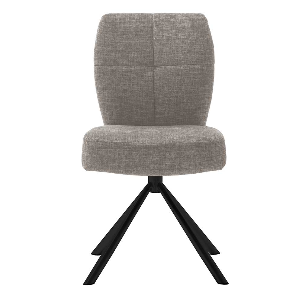 Hellbrauner Polsterstuhl mit Federkern und schwarzem Metallgestell in Frontansicht (2er Set) – More