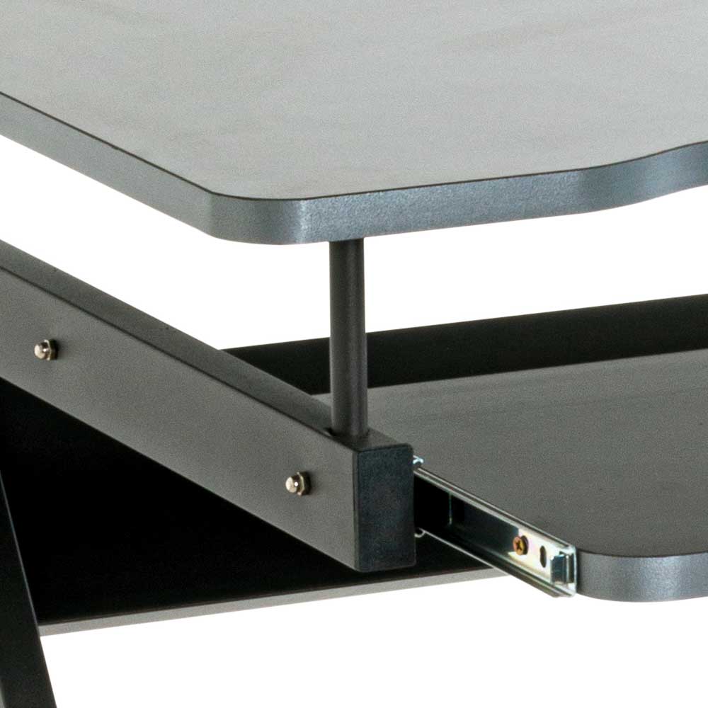 Detail der ausziehbaren Tastaturablage mit stabilen Metallschienen – Maroko